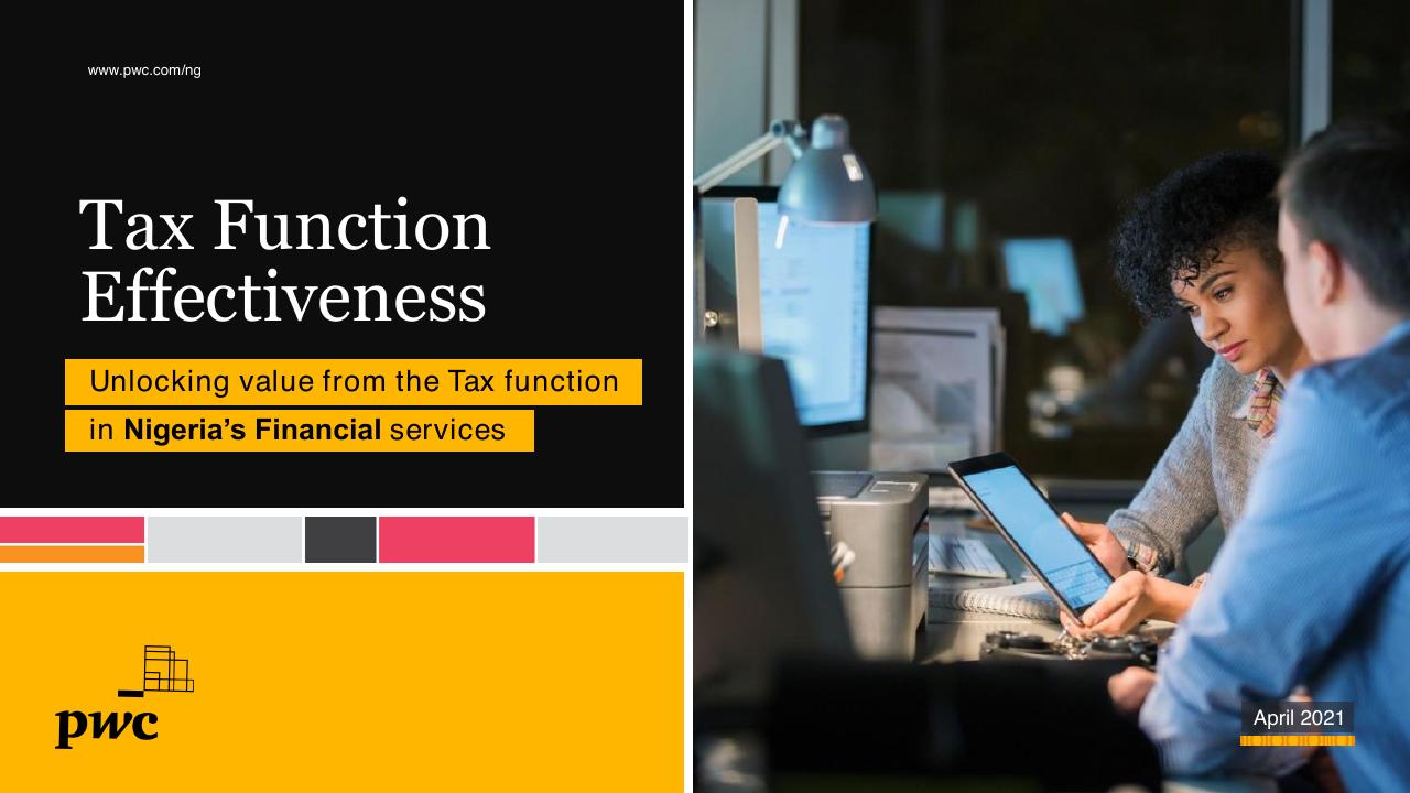 Tax Function Effectiveness PwC consulting deck cover