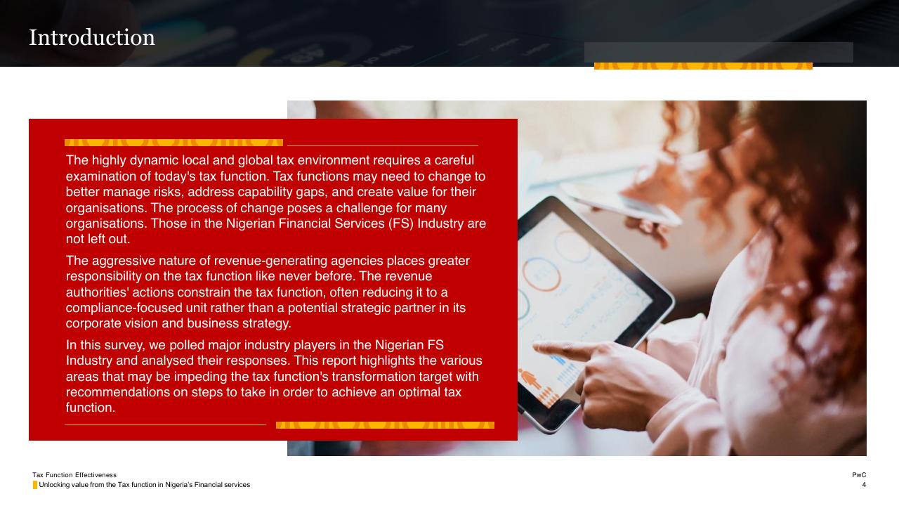 Text slide 4 from Tax Function Effectiveness PwC