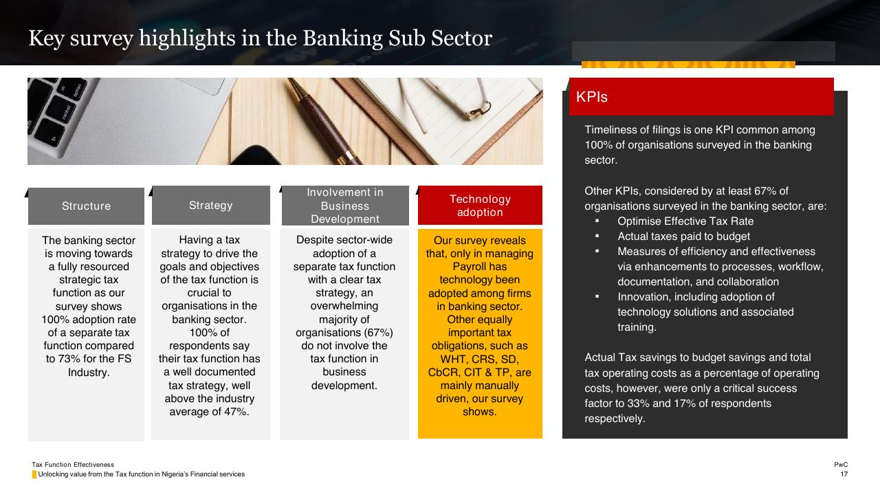 Dashboard slide 17 from Tax Function Effectiveness PwC
