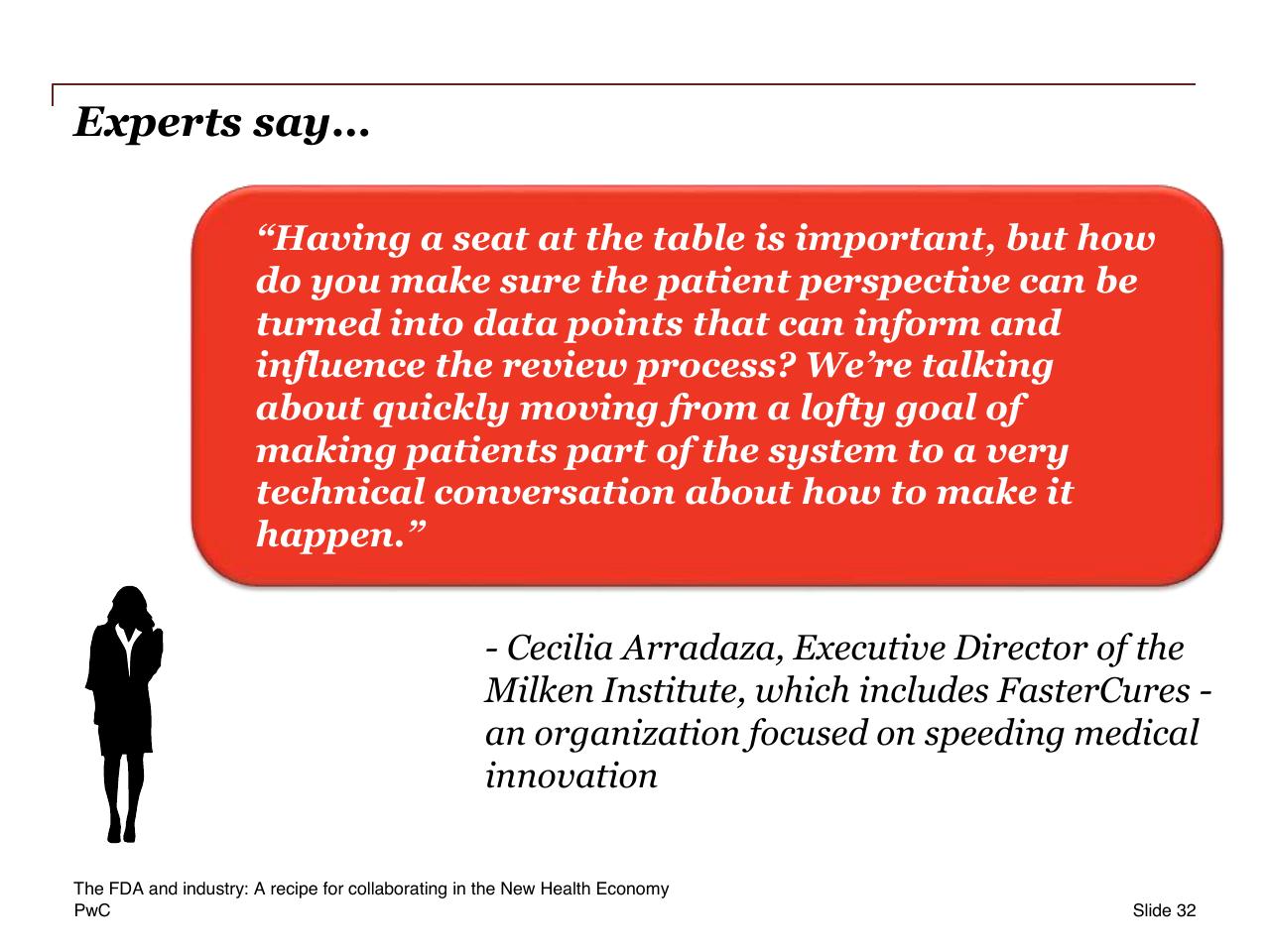 Quote slide 32 from The Fda And Industry_ A Recipe For Collaborating In The New Health Economy