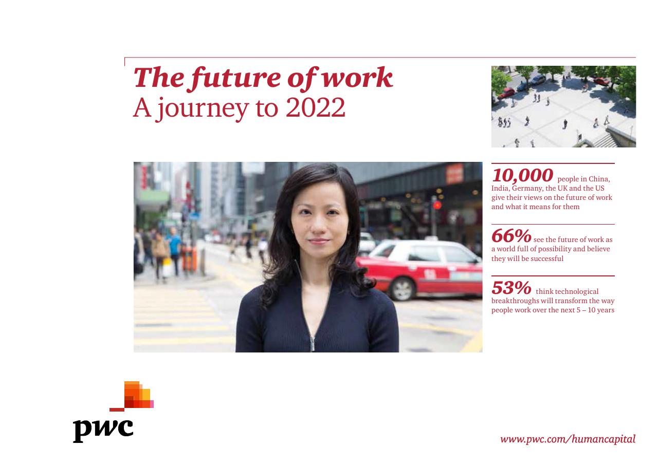 The Future Of Work A Journey To 2022 PwC consulting deck cover