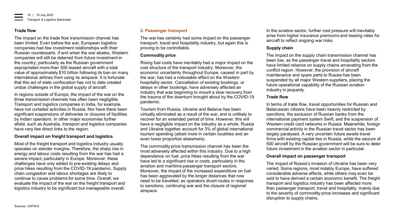 Text slide 18 from Transport Logistics Barometer PwC