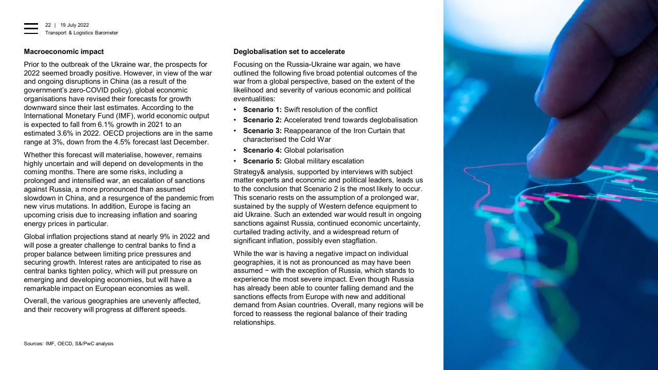 Text slide 22 from Transport Logistics Barometer PwC