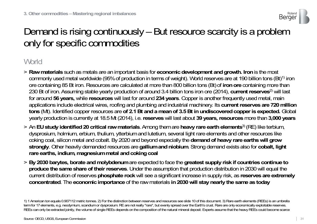 Text slide 31 from Roland Berger Trend Compendium 2030_ Megatrend 3 Scarcity Of Resources Roland Berger